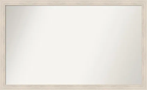 Miniatura 389 de Amanti Art Espejo de baño blanco para sobre el fregadero, 30 x 35 pulgadas, espejo de tocador rectangular estrecho de Eva de oro blanco, marco