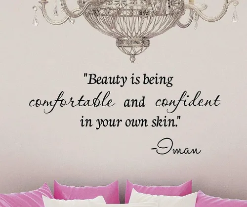 Blinggo Beauty is Being Comfortable and Confident in Your Own Skin - Arte de pared con cita inspiradora para decoración de dormitorio y baño,