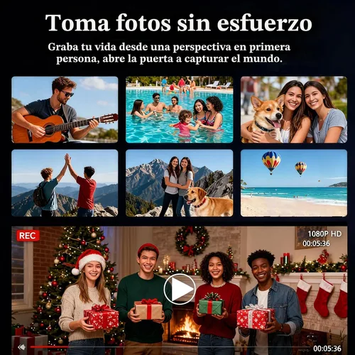 Miniatura 9 de Gafas inteligentes AI con cámara HD 4K, gafas de cámara Bluetooth antivibración de 800W, grabación de video 1080P con micrófono dual y reducción