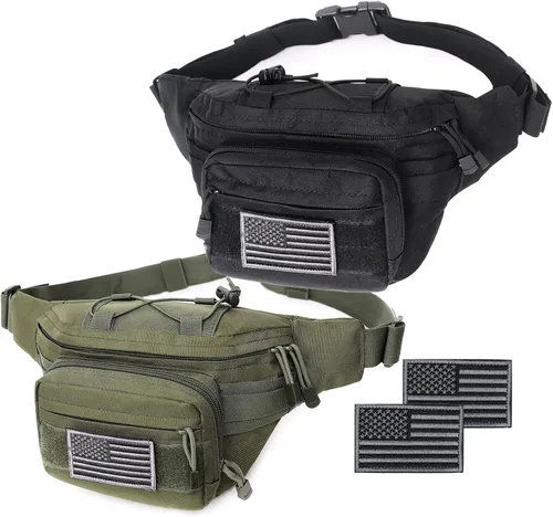 Miniatura 8 de Riñonera táctica, bolsa de cintura militar con cinturón de cadera, bolsas de utilidad para senderismo, escalada, pesca al aire libre con parche de 1