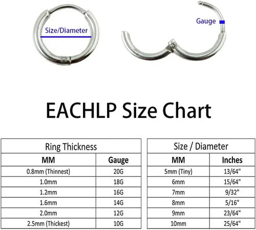 Miniatura 5 de Aretes de aro pequeños sleeper unisex chapados en oro real de 18K de acero quirúrgico, anillo para la nariz, anillo de septum, anillo de hélice