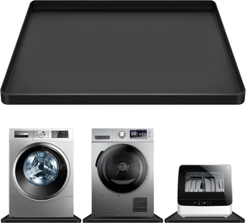 Paquete de 2 bandejas de drenaje de silicona de 27 x 27 pulgadas, almohadilla antideslizante antivibración, bandeja de goteo impermeable para