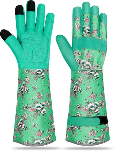 Miniatura 13 de Guantes largos de jardinería para mujer, guantes de cuero a prueba de espinas, guantes de trabajo transpirables para mujeres, patio, exteriores