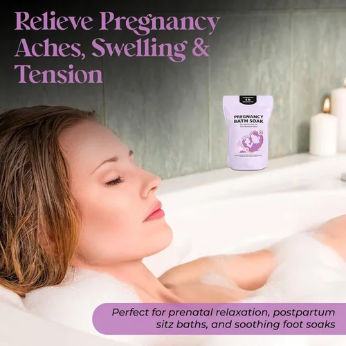 Miniatura 3 de Aromasong Baño de embarazo del Mar Muerto 5 libras – Lavanda natural pura escamas y minerales de magnesio – Embarazo, dolor muscular posparto