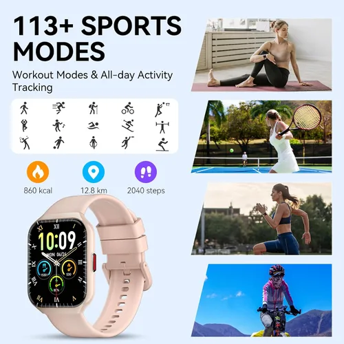 Miniatura 5 de Reloj inteligente, relojes inteligentes HD de 1.96 pulgadas para hombres y mujeres, (responder/hacer llamadas), reloj de fitness impermeable IP68