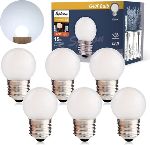 Miniatura 10 de Bombillas LED G40 de bajo vatio, 1.5 W, luz blanca cálida suave 2700 K G14, bombilla de ahorro de energía equivalente a 15 W, base estándar E26, luz