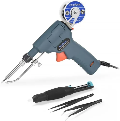 Miniatura 8 de Toolour Kit de pistola de soldadura 5 en 1, kit de soldador de 60 W, alimentación automática industrial, pistola de soldadura manual con alambre