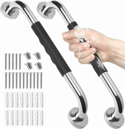 Paquete de 2 barras de agarre antideslizantes para duchas de 16 pulgadas para personas mayores, barras de agarre para discapacitados para pared de