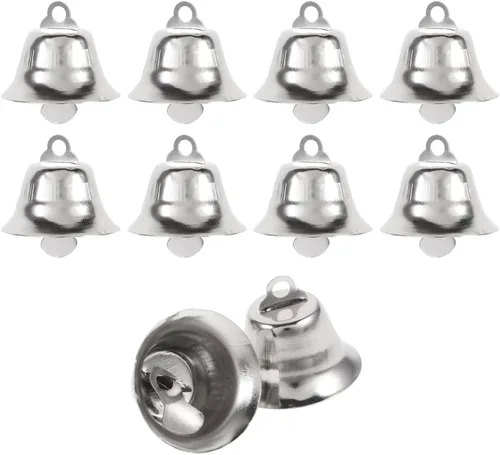 20 campanas de cascabel para manualidades, metal decorativo para decoración de festivales de Navidad, bricolaje, 0.8 in (plateado)