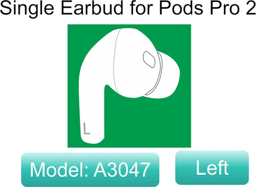 Miniatura 2 de Meenova Reemplazo de Auriculares Individuales del Oído Izquierdo OEM para Pod Pro (2ª Generación), A3047, A3048, A3049. Solo Oído Izquierdo Genuino