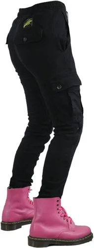 Miniatura 4 de Pantalones de motocicleta para mujer, leggings con relleno extraíble, detalles de bolsillo grande para aventura (color negro, talla: XXS)