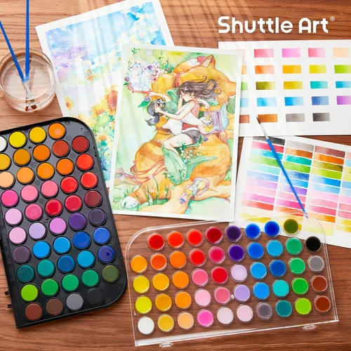Miniatura 2 de Shuttle Art Juego de 58 pinturas de acuarela, 48 colores para acuarela, con 10 pinceles de pintura para principiantes, artistas, niños y adultos