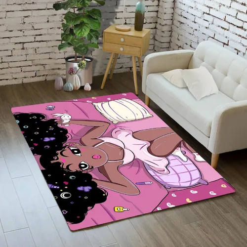 Miniatura 26 de Alfombra de gato para habitación de niñas, diseño de dibujos animados, decoración para dormitorio, bonita alfombra de área de gatos, alfombras