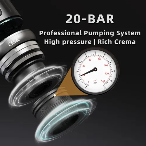 Miniatura 5 de Máquina de café espresso portátil CERA+ con autocalentamiento, hasta 8 tazas por carga y 20 bares, 3 * 4500mAh, CERApresso funciona con cápsulas NS