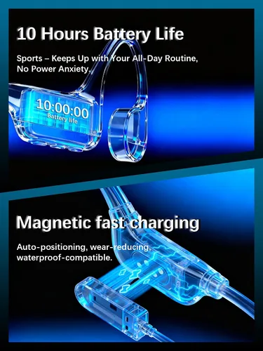 Miniatura 8 de Essonio Auriculares de conducción ósea ultraligeros (0.92 oz), auriculares inalámbricos Bluetooth 5.3 con MP3 de 16 GB, impermeable IP68 para nadar