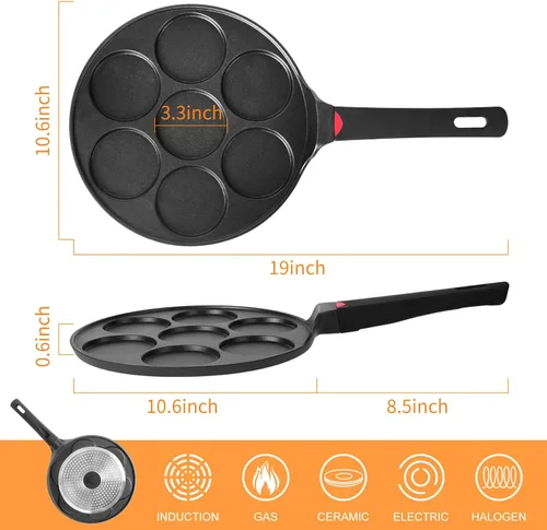 Miniatura 2 de Sartén para hacer panqueques antiadherente compatible con inducción, 10.5 pulgadas Mini sin adherencia de plata dólar parrilla Blini plancha