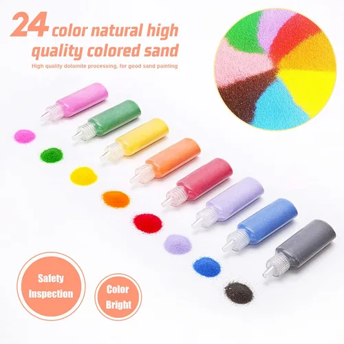 Miniatura 4 de Niurewan 24 piezas de arena artística, botellas de 1.25 onzas, kit de artes y manualidades de arena DIY, arena escénica para niños, kit de arena