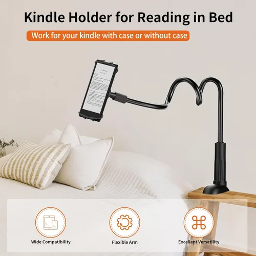 Miniatura 2 de Soporte de cuello de cisne para Kindle para leer en la cama - [Antideslizante] Soporte para teléfono para la cama, accesorios de soporte para Kindle