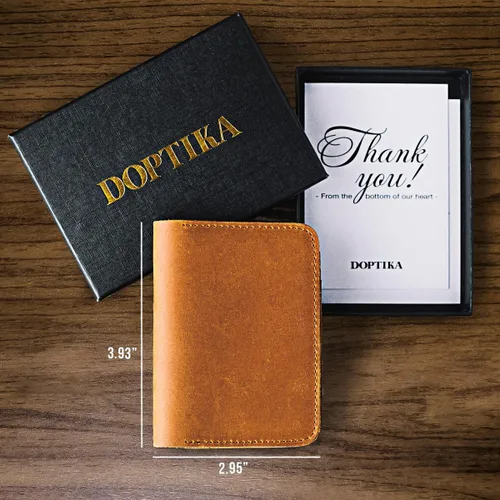Miniatura 6 de DOPTIKA Billeteras minimalistas de regalo para hijo de parte de mamá - Cartera de cuero grabada con bolsillo frontal - Cartera personalizada