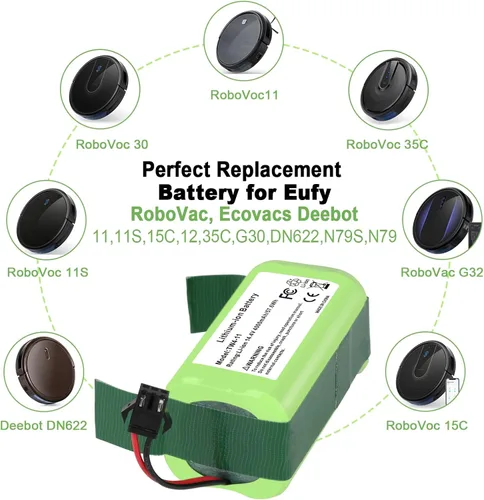 Miniatura 3 de JYJZPB Batería de repuesto de 14.4V 4000mAh para Eufy RoboVac 11 11S 30 15C 25C 35C G10 G30 Edge, G30 Verge, G32Pro G40 y Ecovacs Deebot N79, N79S
