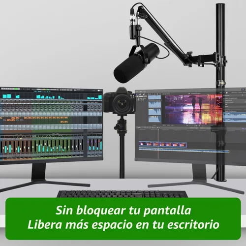 Miniatura 2 de Brazo de Micrófono de Pluma, Soporte de Micrófono Aéreo Ajustable con Altura con Elevador de Extensión para Shure SM7B Blue Yeti HyperX QuadCast S