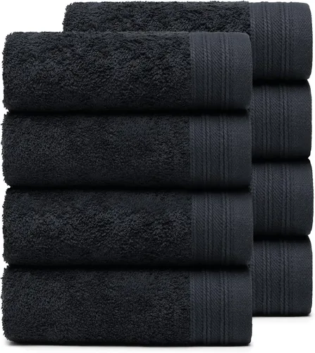 Juego Premium de Toallas de 16 Toallas de Mano de 18" x 30" Color: Negro |100% Algodón|16 Toallas de Mano Ultra Suaves y Altamente Absorbentes para