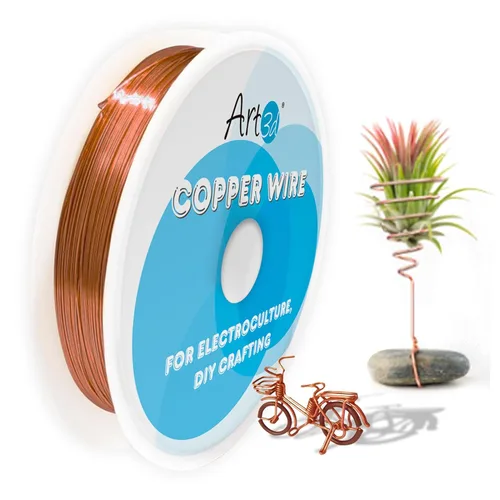 Art3d Alambre de cobre suave puro calibre 18, 60 pies, 99.9% para electrocultura, jardinería, fabricación de joyas, cuentas, proyectos de ciencia,
