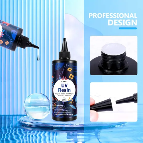 Miniatura 3 de KISREL Resina UV 300g - Kit de resina UV mejorado, resina epoxi UV de curado ultravioleta transparente tipo duro para la fabricación de joyas