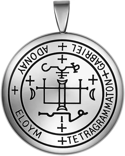 Miniatura 2 de Collar con colgante de Arcángel Gabriel con oración Keep Me Safe and Positive Ancient King of Salomon Sigil Medalla milagrosa para hombres