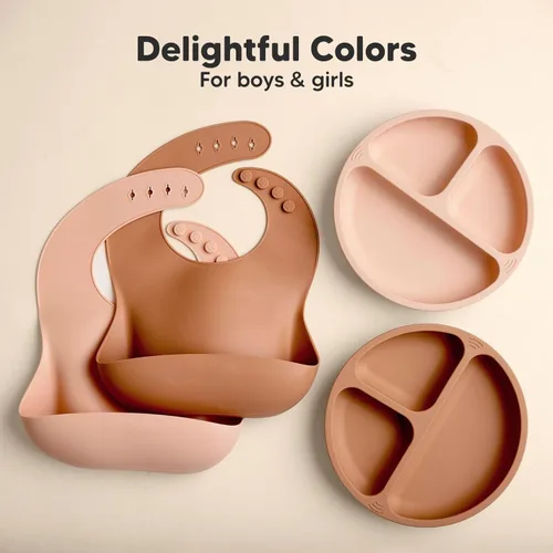 Miniatura 7 de KeaBabies Paquete de 2 baberos de silicona para bebés, niñas y niños, baberos resistentes de grado alimenticio para comer, atrapa alimentos grandes