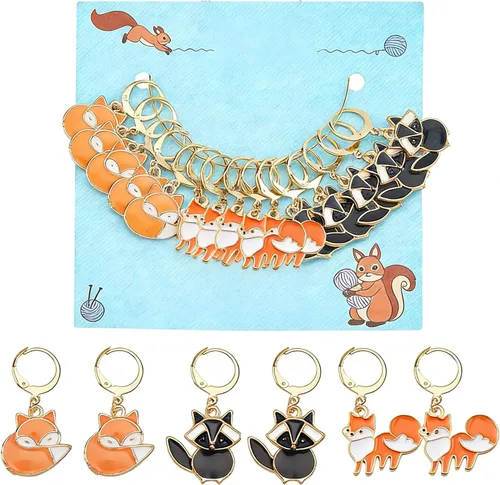 Miniatura 29 de NBEADS Marcadores de Puntadas de Animales, Dijes Marcadores de Puntadas de Crochet de Aleación Esmaltada, Marcadores de Puntadas con Cierre