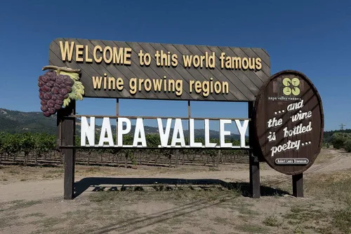 Historic Pictoric Foto de Napa Valley, CA - Señal Bienvenido a THS World Famous Wine Growing Region, Napa Valley, CA - 36 x 24 pulgadas