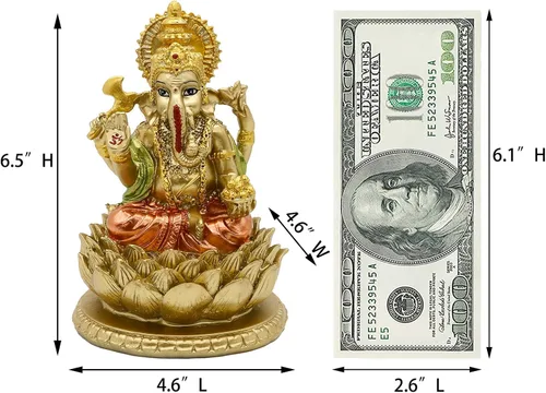 Miniatura 4 de alikiki Estatua hindú del Señor de Dios Ganesha - Estatua de Dios de la India Ganesh Escultura de ídolo de Ganpati Templo Mandir Indio Artículos
