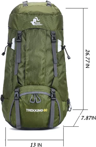 Miniatura 5 de Bseash Mochila impermeable de 60 L para senderismo y campamento con cubierta para lluvia, mochila grande para deportes al aire libre, mochila