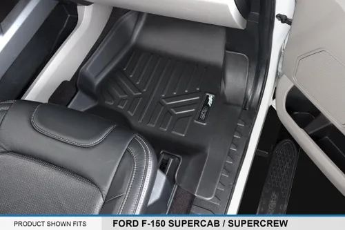 Miniatura 3 de SMARTLINER Juego de alfombrillas de piso de ajuste personalizado de 2 filas compatibles con Ford F-150 2015-2025