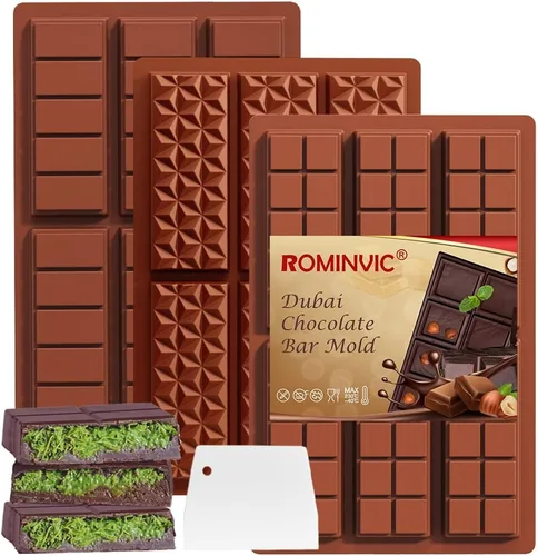 Miniatura 9 de Moldes de Chocolate, Molde y Raspador de Chocolate de Dubai para Barra Rellena, Molde Profundo Redondo de Chocolate para Caramelo de Barra