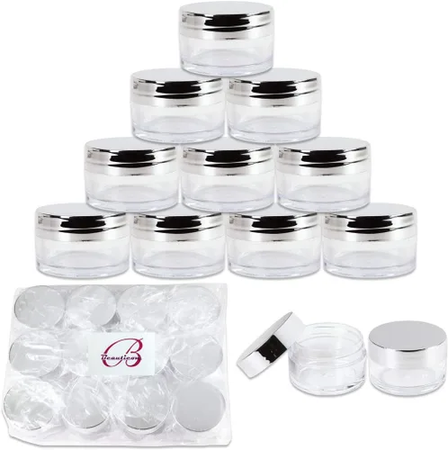 Beauticom - Tarros transparentes redondos de acrílico con tapas para bálsamos labiales, cremas, maquillaje, cosméticos, muestras, ungüentos y otros