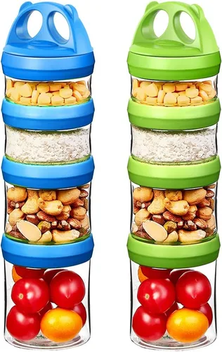 Miniatura 20 de SELEWARE Contenedores apilables portátiles de almacenamiento de alimentos para aperitivos, fórmula en polvo y bebidas, sistema de bloqueo giratorio