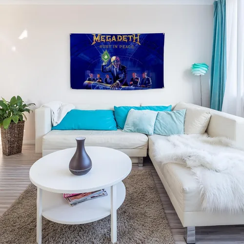 Miniatura 7 de Megadeth Rust in Peace Póster Bandera Divertida Tapiz Musical Estético Decorativo Duradero Tapiz de Pared para Cueva de Hombre Adecuado para Póster