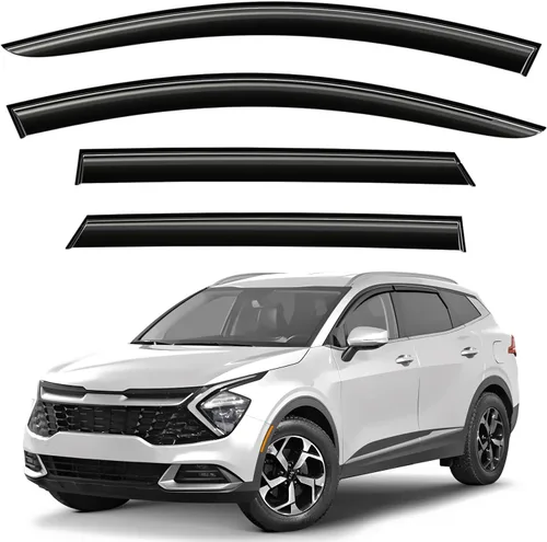 Miniatura 29 de Deflectores de ventana tintados ahumados con cinta adhesiva para ventana lateral, deflectores de lluvia compatibles con Toyota RAV4 2013-2018 - 4