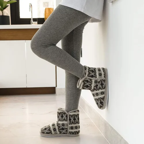Miniatura 6 de DL Pantuflas tipo botín para mujer, de punto trenzado, lindas, de felpa de espuma viscoelástica, para interiores y botas de invierno