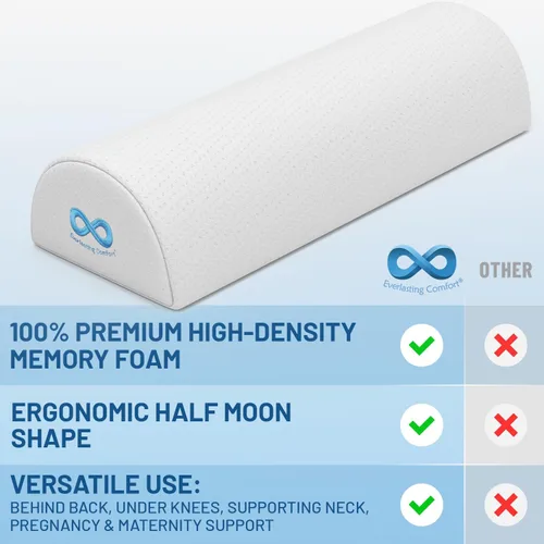 Miniatura 2 de Everlasting Comfort - Almohada debajo de la rodilla para dormir de espalda - Almohada de espuma viscoelástica en forma de media luna para el dolor