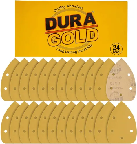 Miniatura 13 de Dura-Gold Hojas de Lija Premium para Lijadora de Detalle Tipo Ratón - Grano 180 (Caja de 24) - Discos Triangulares de 5 Orificios con Sistema