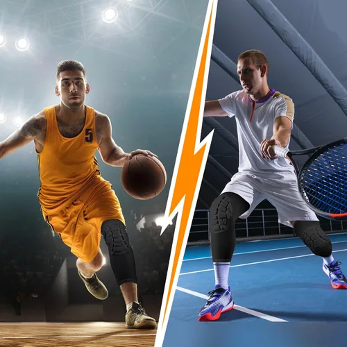 Miniatura 6 de Rodilleras de baloncesto, cubiertas de compresión para piernas para adolescentes y adultos, rodilleras para lucha libre, fútbol, voleibol, Negro