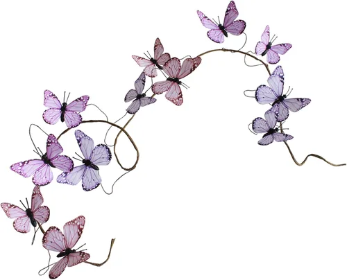 Miniatura 40 de Guirnalda de mariposa artificial, enredaderas decorativas de mariposa falsas, decoración colgante de mariposa única en 3D para pared del hogar, Azul