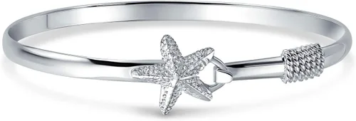 Miniatura 2 de Pulsera náutica de playa tropical con estrella de mar para mujer, plata de ley 925 pulida, cierre de gancho de ojo personalizado, Metal