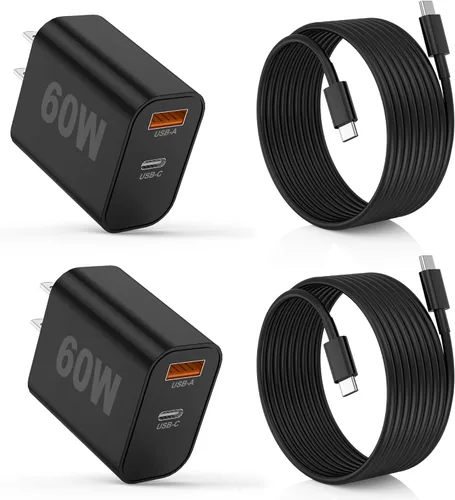 Miniatura 14 de Cargador para iPhone 17/16/15 Pro/Pro Max, cargador de pared USB-C de doble puerto con PD 40 W y carga rápida QC 20 W, cable USB-C de 10 pies