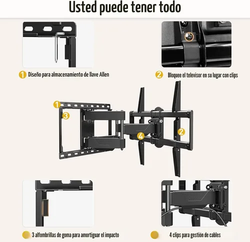 Miniatura 9 de Mounting Dream Montura de pared para TV UL Listada para la mayoría de televisores de 42-84 pulgadas, de movimiento completo, con giro e inclinación