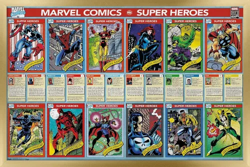Miniatura 17 de Trends International Marvel Comics - Marvel 80th Anniversary - Cards Wall Poster, 14.725" x 22.375", Barnwood Framed Version