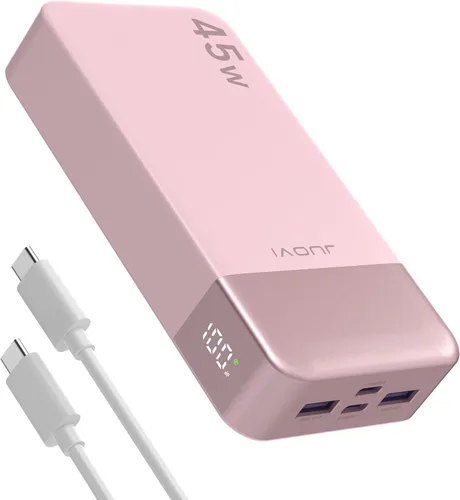 Miniatura 11 de JUOVI J2621 Banco de Energía Cargador Portátil 20000mAh 45W, Paquete de Batería de Carga Rápida PD3.0 QC 4.0 con Pantalla LED, 2 USB-C, 2 USB-A
